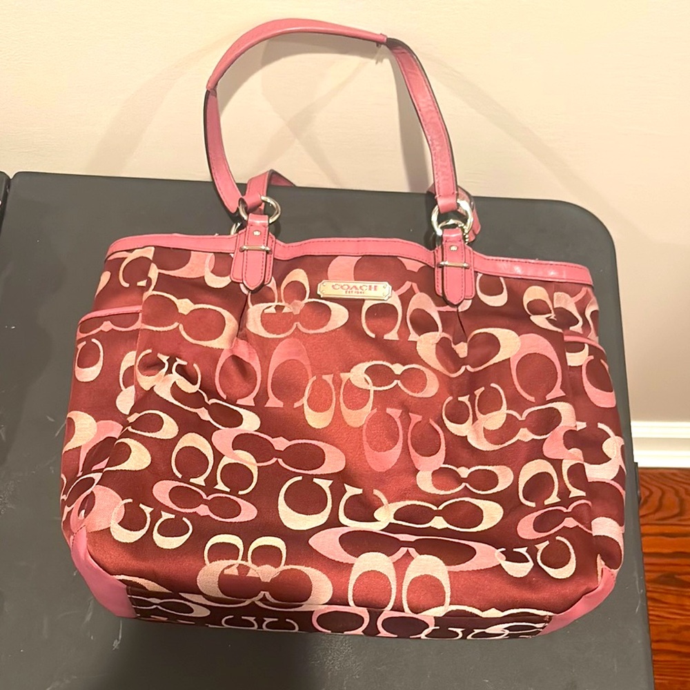 Coach Pink and Cream Signature Tote